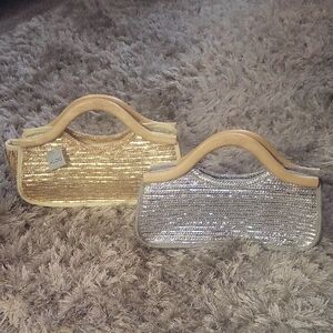 Aldo Gold and Silver Sequin Clutch Bag Set